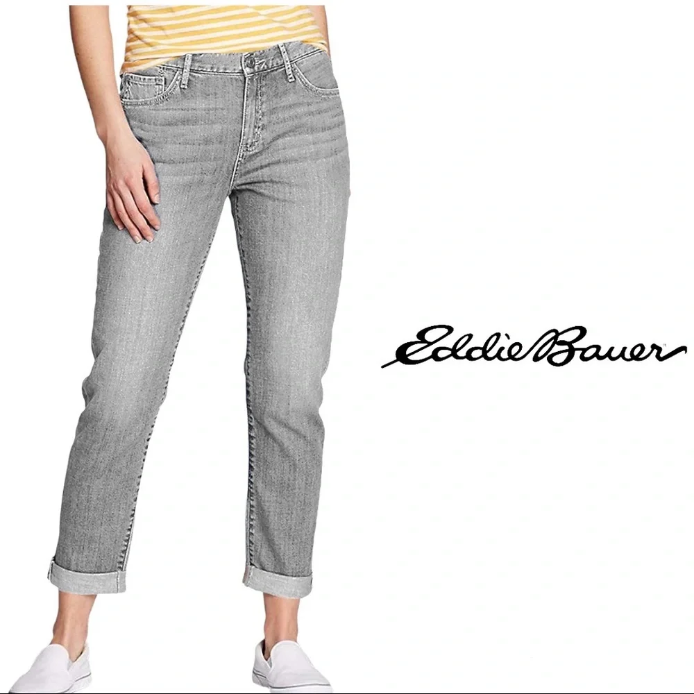 EDDIE BAUER Grey Cuffed Cropped Jeans - Picture 2 of 14